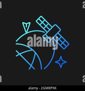 Satellite location in space gradient vector icon for dark theme Stock Vector