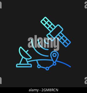 Global Positioning System gradient vector icon for dark theme Stock Vector