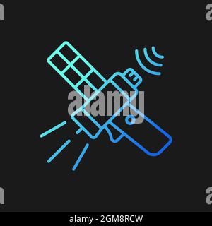 Communications satellite gradient vector icon for dark theme Stock Vector
