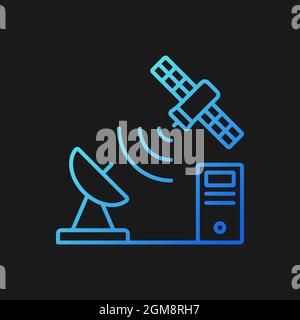 TCP over satellite gradient vector icon for dark theme Stock Vector