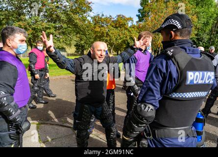 South Queensferry,, Scotland, UK. 16th September 2021. Police Scotland invite the press to witness their ongoing public order training at Craigiehall Stock Photo