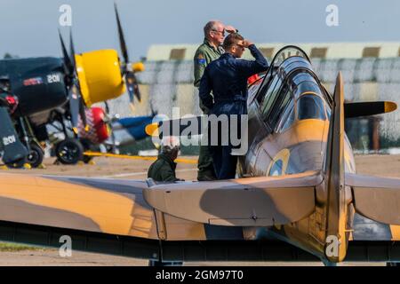 London, UK. 17th Sep, 2021. Final preparations for The Battle of Britain air show at the Imperial War Museum (IWM) Duxford. Credit: Guy Bell/Alamy Live News Stock Photo