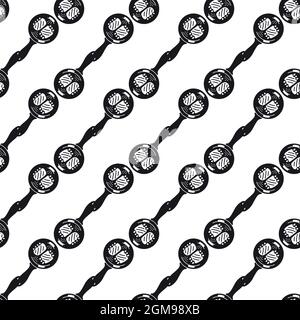 Steak on griddle pattern seamless background texture repeat wallpaper geometric vector Stock Vector