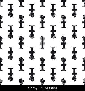 Bird on grave cross pattern seamless background texture repeat wallpaper geometric vector Stock Vector