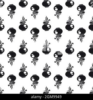 Magic cauldron pattern seamless background texture repeat wallpaper geometric vector Stock Vector