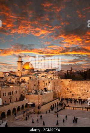 Western Wall at the Dome Of The Rock on the Temple Mount in Jerusalem, Israel Stock Photo