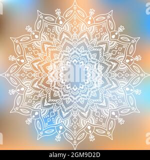 Hand-drawn white mandala. Vector illustration isolated on colored background. Stock Vector