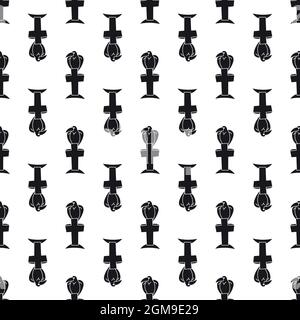 Bird on grave cross pattern seamless background texture repeat wallpaper geometric vector Stock Vector