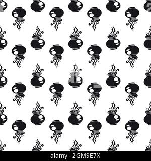 Magic cauldron pattern seamless background texture repeat wallpaper geometric vector Stock Vector