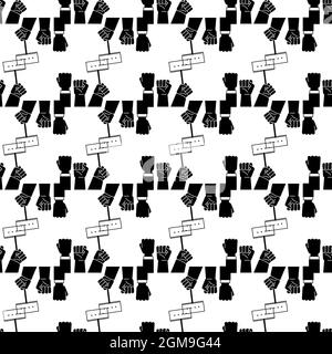 Fist up demonstration pattern seamless background texture repeat wallpaper geometric vector Stock Vector