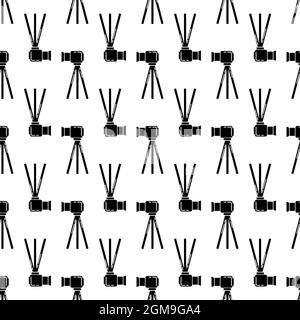 Video camera on stand pattern seamless background texture repeat wallpaper geometric vector Stock Vector