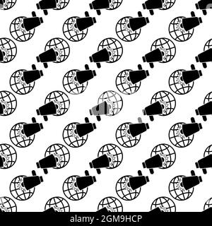 Global megaphone pattern seamless background texture repeat wallpaper geometric vector Stock Vector