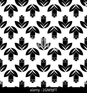 Eco leaf battery pattern seamless background texture repeat wallpaper geometric vector Stock Vector