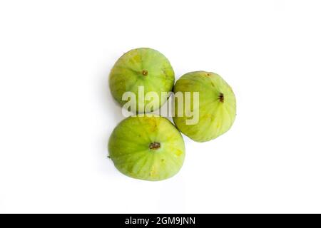 Green figs isolated on white background. Stock Photo