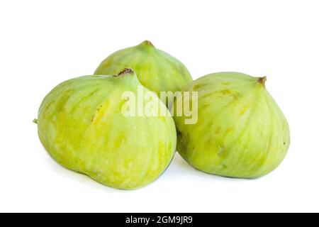 Green figs isolated on white background. Stock Photo