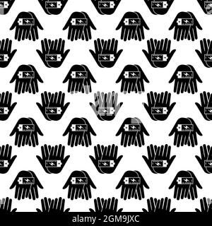 Hand keep battery pattern seamless background texture repeat wallpaper geometric vector Stock Vector