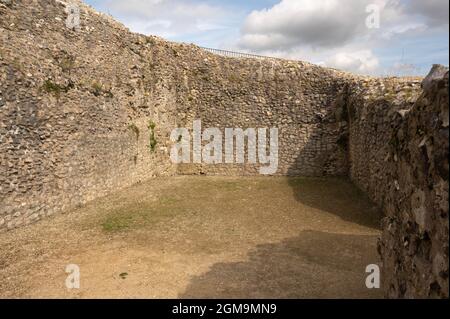 Castle Acre Castle and town walls are a set of ruined medieval defences built in the village of Castle Acre Norfolk,after the Norman conquest Stock Photo