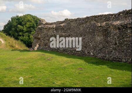 Castle Acre Castle and town walls are a set of ruined medieval defences built in the village of Castle Acre Norfolk,after the Norman conquest Stock Photo