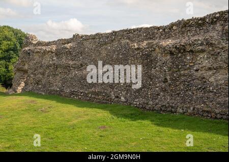Castle Acre Castle and town walls are a set of ruined medieval defences built in the village of Castle Acre Norfolk,after the Norman conquest Stock Photo