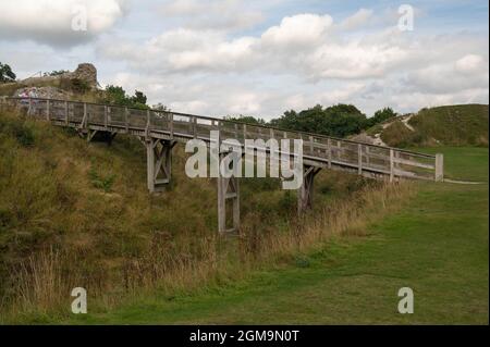 Castle Acre Castle and town walls are a set of ruined medieval defences built in the village of Castle Acre Norfolk,after the Norman conquest Stock Photo