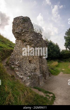 Castle Acre Castle and town walls are a set of ruined medieval defences built in the village of Castle Acre Norfolk,after the Norman conquest Stock Photo