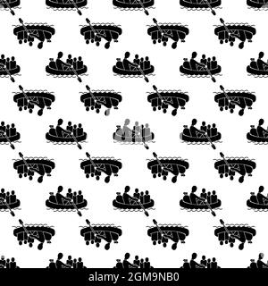 Migrant family in boat pattern seamless background texture repeat wallpaper geometric vector Stock Vector