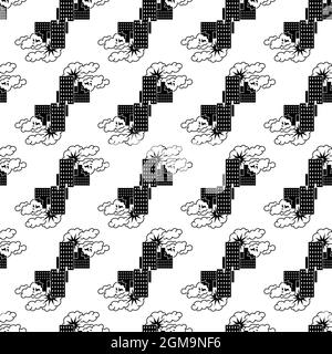 City bomb war pattern seamless background texture repeat wallpaper geometric vector Stock Vector