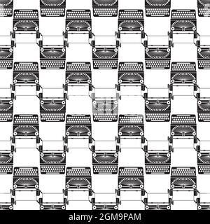 Retro typewriter pattern seamless background texture repeat wallpaper geometric vector Stock Vector