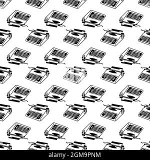 Soviet typewriter pattern seamless background texture repeat wallpaper geometric vector Stock Vector