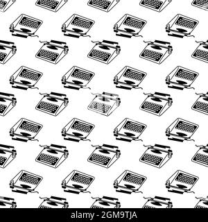 Soviet typewriter pattern seamless background texture repeat wallpaper geometric vector Stock Vector