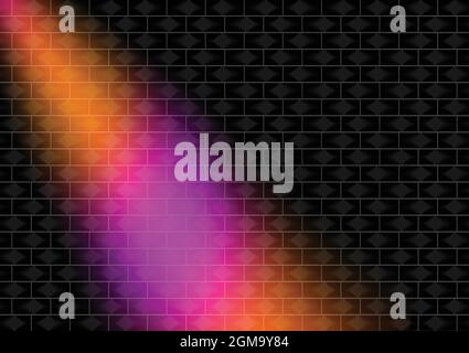 Season festival black color brick wall abstract background texture wallpaper pattern seamless light ray rainbow sunbeam technology vector illustration Stock Vector