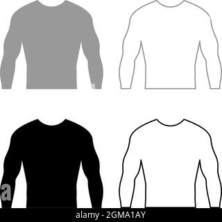 Rashguard Long sleeves top set icon grey black color vector illustration flat style simple image Stock Vector