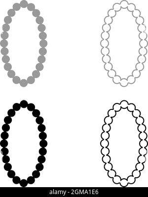 Necklace pearl Jewelry with pearl Bead Bijouterie Adornment set icon grey black color vector illustration flat style simple image Stock Vector