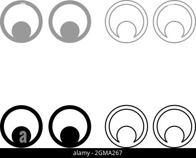 Eyes Look concept Two pairs eye View set icon grey black color vector illustration flat style simple image Stock Vector