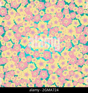 Delicate flowers seamless pattern. Yellow and pink pastels. Gradient background Stock Vector