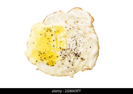 Omelette with black pepper on top of it isolated on white background Stock Photo
