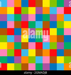 Colored square pattern background. Hundred colorful squares, seamless extendable illustration. Stock Photo