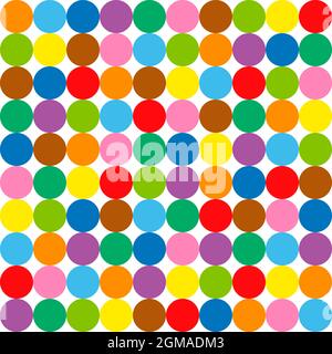 Colorful circle pattern background. Hundred colored balls, seamless extendable illustration. Stock Photo