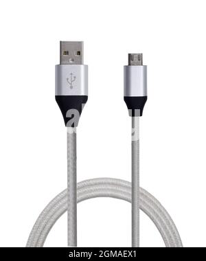 silver usb cable isolated on white background Stock Photo