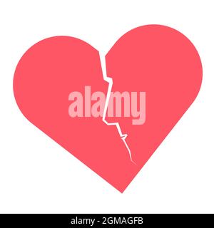 Broken heart with the crack in shape of male profile. Unrequited love conceptual illustration. Stock Photo