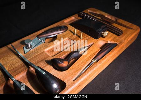 Tanner tools. Skiving knifes. Stock Photo