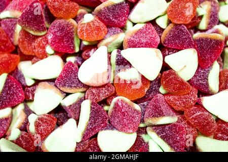 Assorted gummy candies. Top view. Jelly sweets. Stock Photo