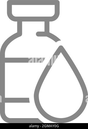 Medical ampoule with drop line icon. Vaccine, immunization, serum, collective immunity symbol Stock Vector