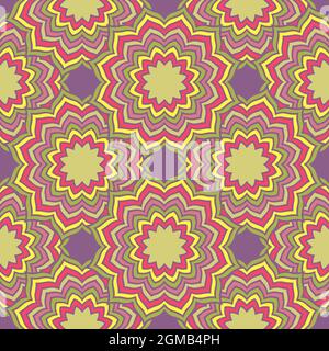 Seamless pattern with hand drawn mandala. Vector illustration isolated on colored background. Stock Vector
