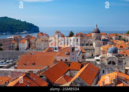 Orange roofed buildings of old town Dubrovnik, Croatia Stock Photo