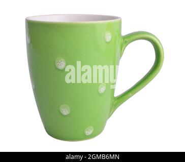green ceramic mug isolated on white background Stock Photo
