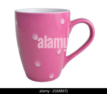 pink ceramic mug isolated on white background Stock Photo