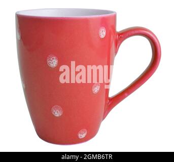 red ceramic mug isolated on white background Stock Photo