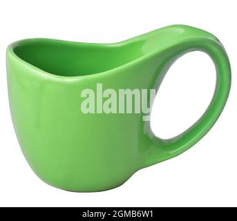 green mug isolated on white background, ceramic pot Stock Photo
