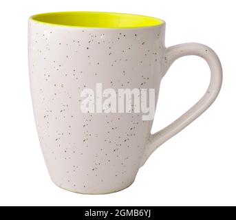 Ceramic mug with dots texture isolated on white background, ceramic mug Stock Photo